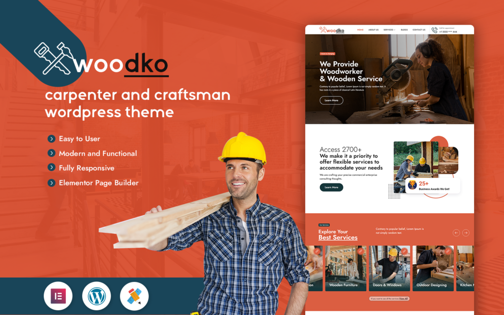 Woodko – 木工和工匠的WordPress主题