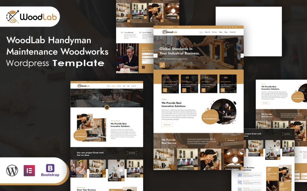 WoodLab Handyman是一个维修木制品的WordPress主题。