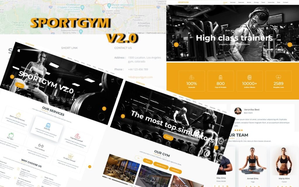 WordPress 体育落地页模板 Bootstrap Sportgym V2.0 – 为健身及其他用途提供的时尚解决方案