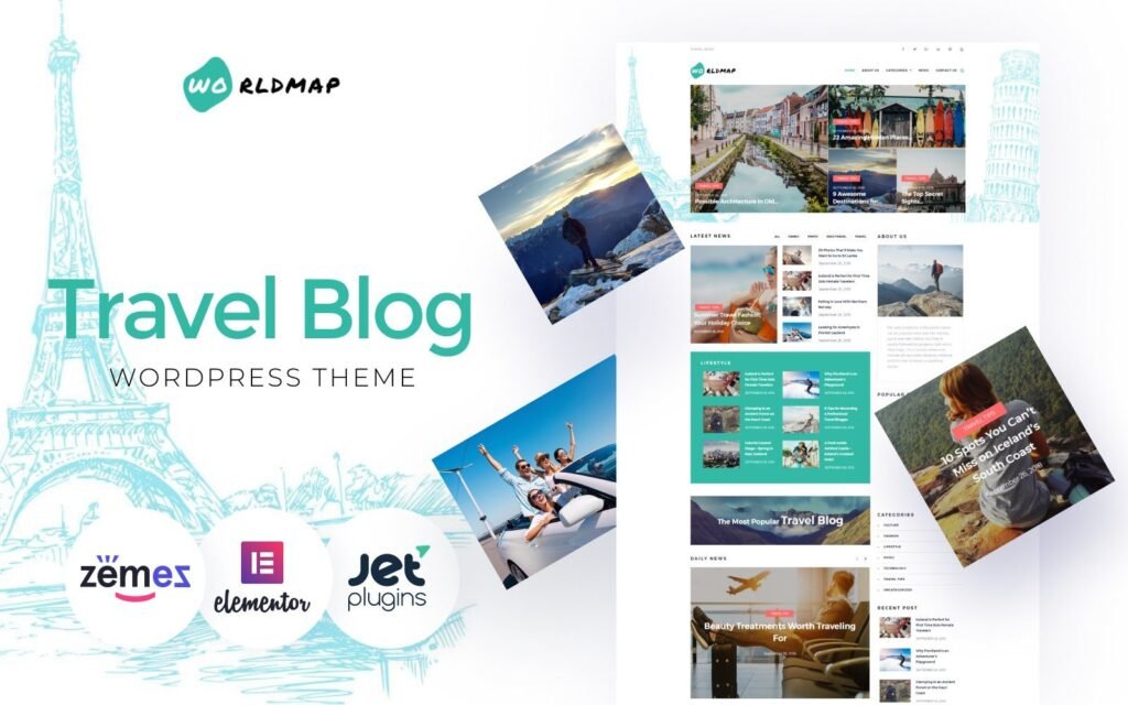 WorldMap是一个旅行摄影博客的WordPress Elementor主题。