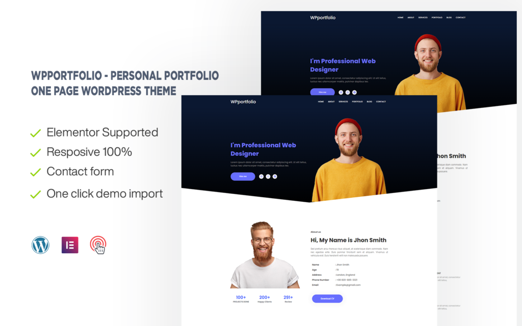 WPportfolio – 个人作品集单页面WordPress主题