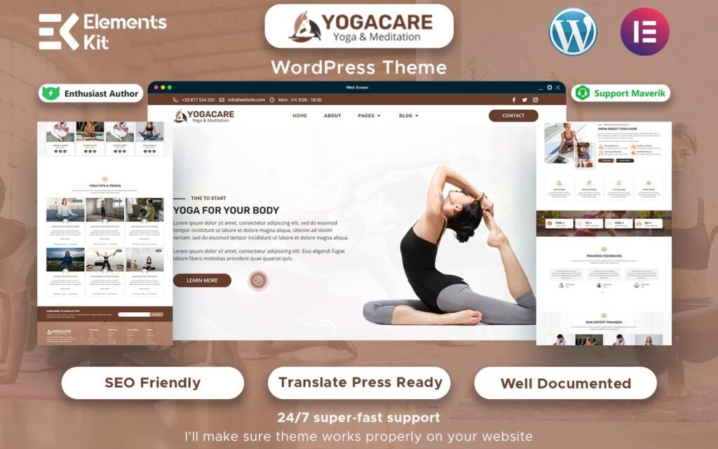 Yoga Care – 瑜伽与冥想的WordPress主题
