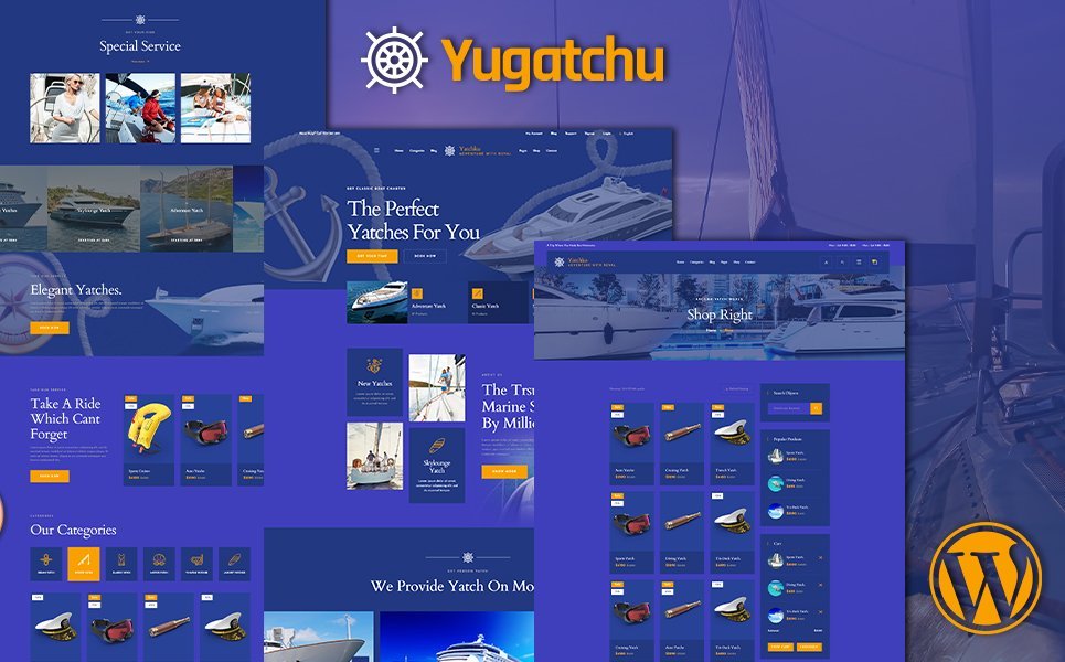 Yugatchu 豪华游艇俱乐部服务和船舶店铺 WooCommerce 主题