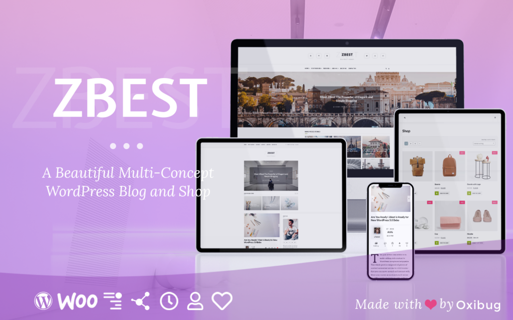 ZBest是一个面向作家和博客作者的多概念WordPress博客主题和商店。