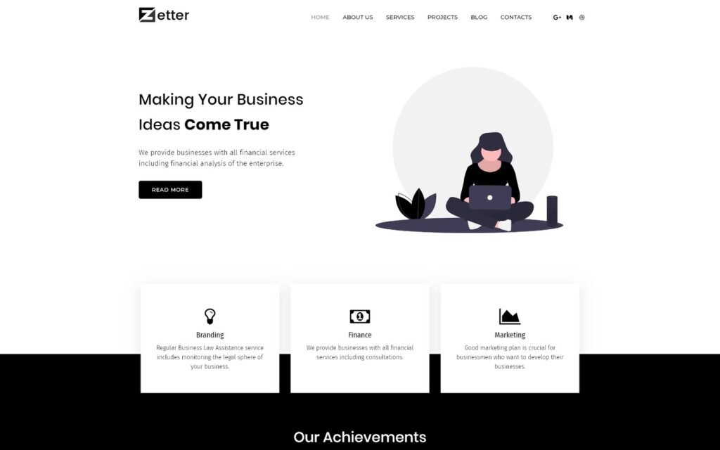 Zetter – 商业多用途黑白WordPress Elementor主题