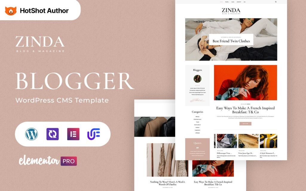 Zinda – 时尚博客WordPress Elementor主题