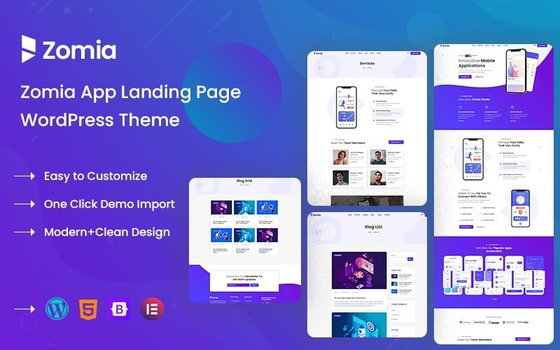 Zomia App Landing WordPress主题